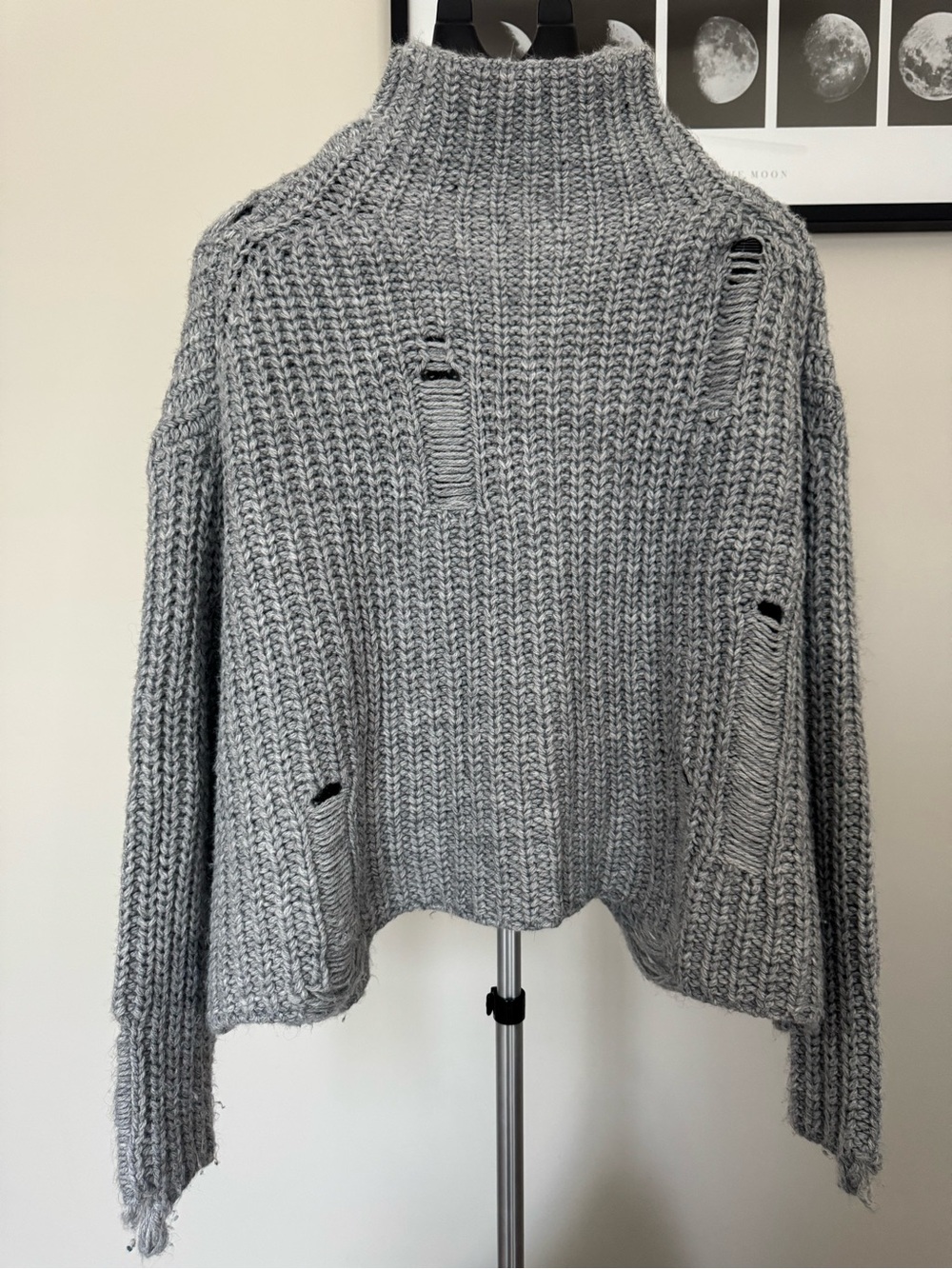 "Fonda" Destroyed Mock Neck Sweater by PPLA L